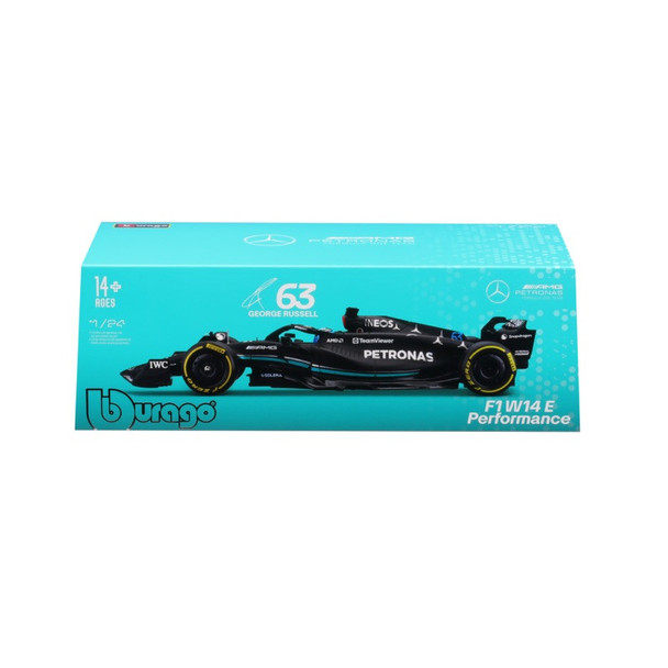 Bburago F1 Mercedes-AMG PETRONAS W14 2023 No.63 With Helmet - George Russell 1/24 Scale