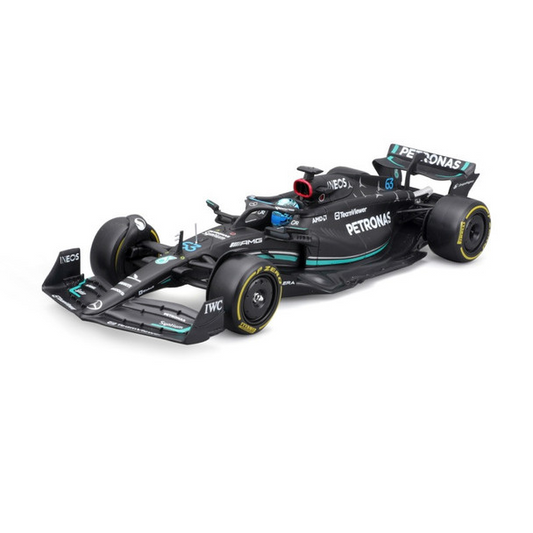 Bburago F1 Mercedes-AMG PETRONAS W14 2023 No.63 With Helmet - George Russell 1/24 Scale